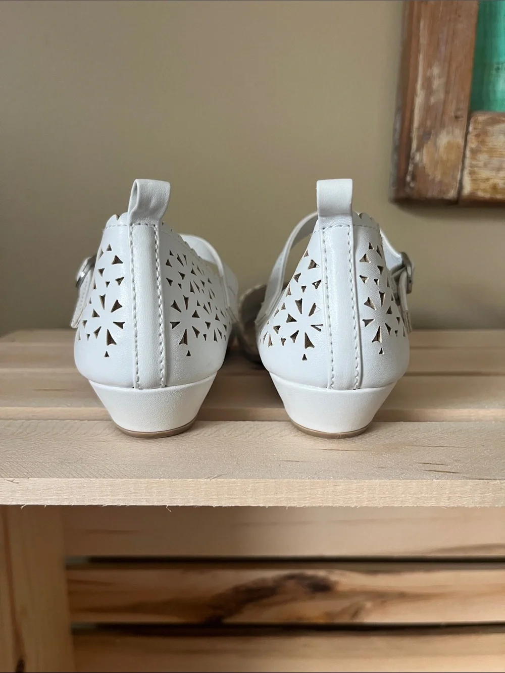 Girls Gymboree White Laser-Cut Mary Janes with Ankle Strap